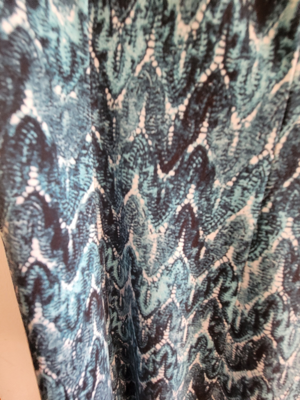 Dress Barn Teal and Navy Wave-Print Dress